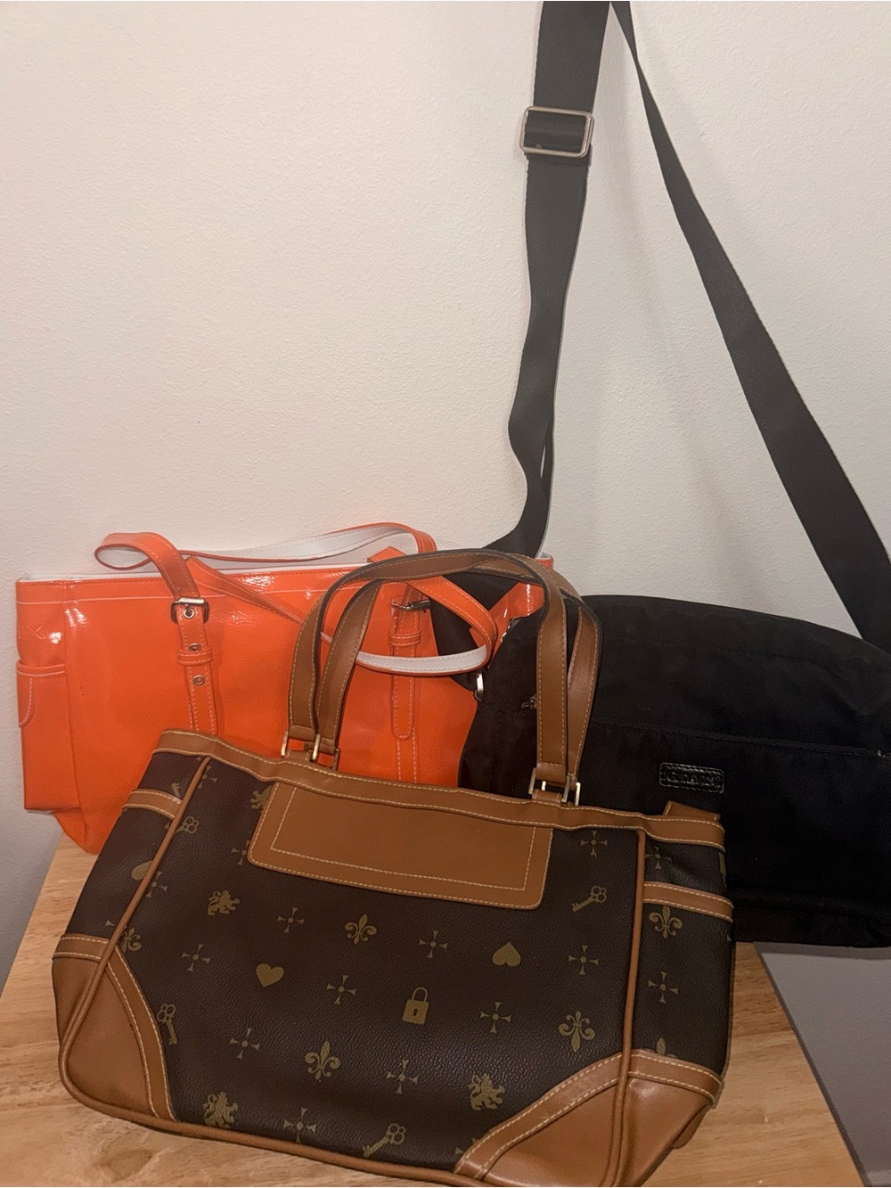 Brown Monogram Tote with Tan Trim and Gold Accents BUNDLE